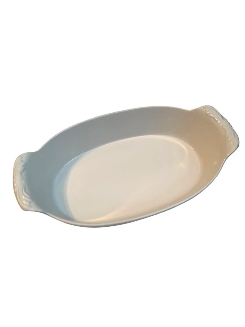 Nantucket White Ceramic Oval Serving Dish With Handles Microwave & Dishwasher Sa